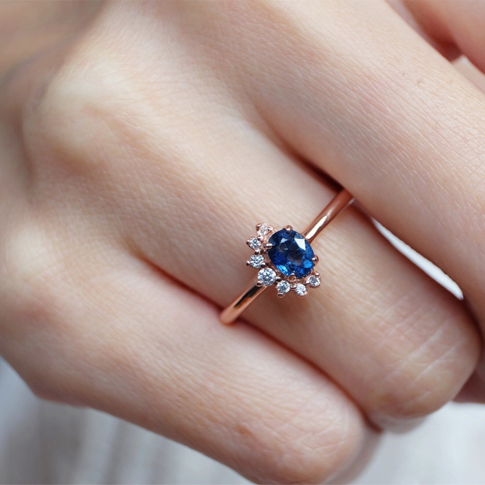 Sapphire Bloom Cluster Ring