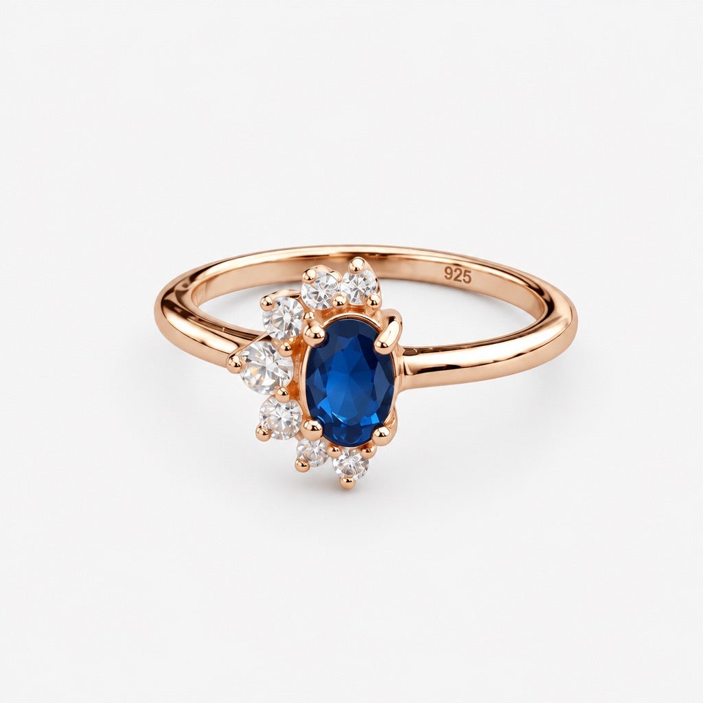 Sapphire Bloom Cluster Ring