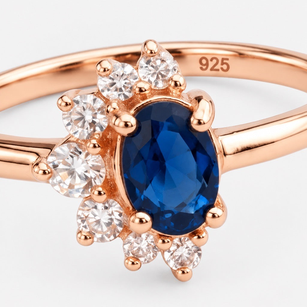 Sapphire Bloom Cluster Ring