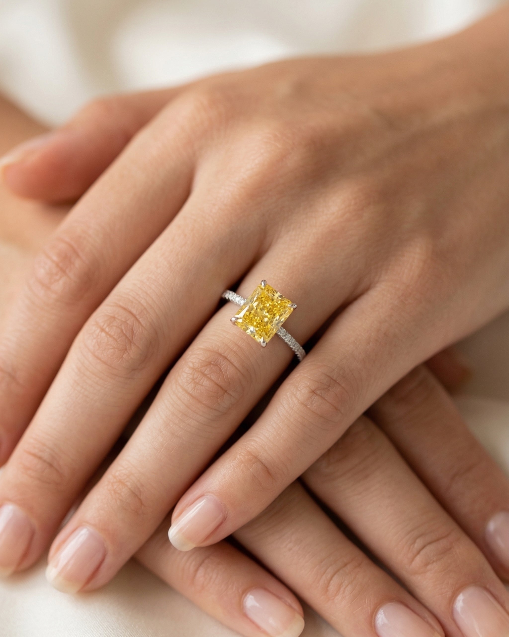 Crushed Ice Canary Stone Ring