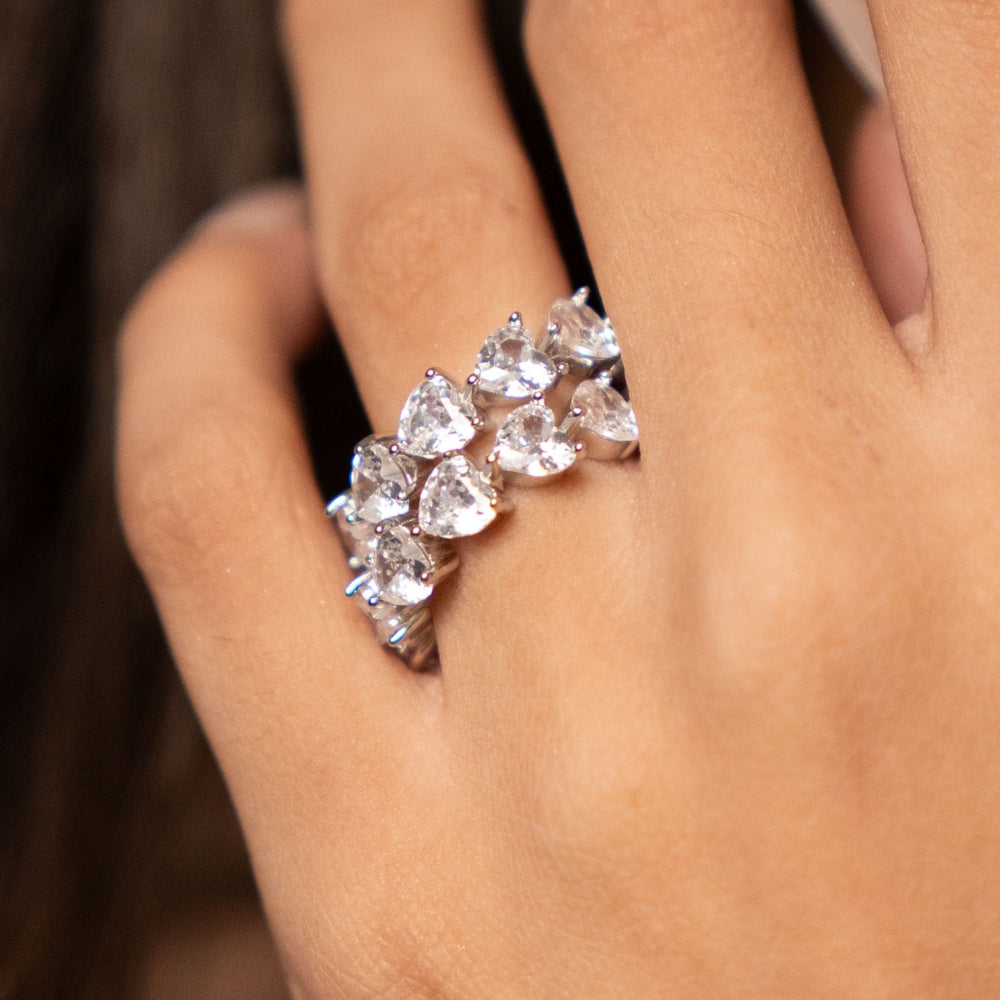 Heart-Shaped White Zircon Ring